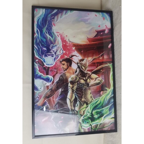 Genji Hanzo art video game Overwatch framed poster 11x17 - Picture 3 of 5